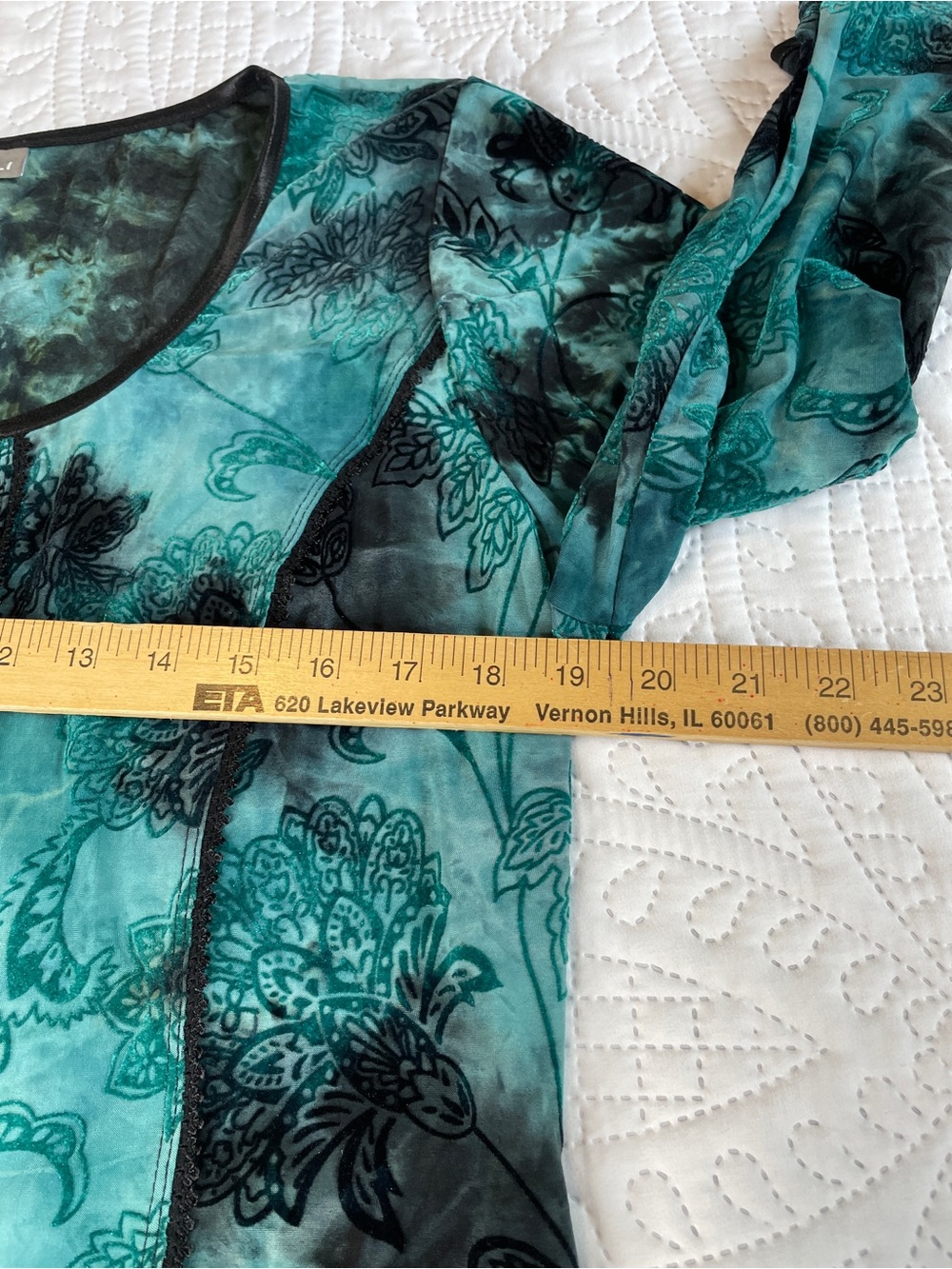 Rod & Ali Teal & Black Floral Velvet-Print Scoop Neck Top - Picture 10 of 15